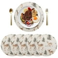 thumbnail image 1 of Ryvnso Deer Christmas Tree Round Plate Mats Dining Table Placemat Set of 6 for Holiday Decoration, 1 of 7