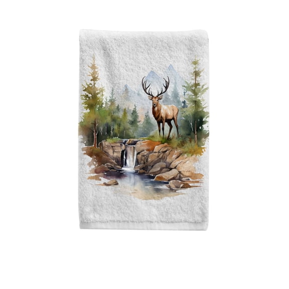 Ryvnso Deer in Landscape Hand Towels for Bathroom Cotton Face Towel Decorative 15.5x29.5 inch
