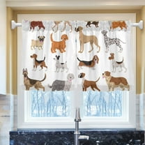 Ryvnso Different Cartoon Dogs Half Curtains Sets Tier 2 Panels Short Curtain Rod Pocket 27"W x 24"L