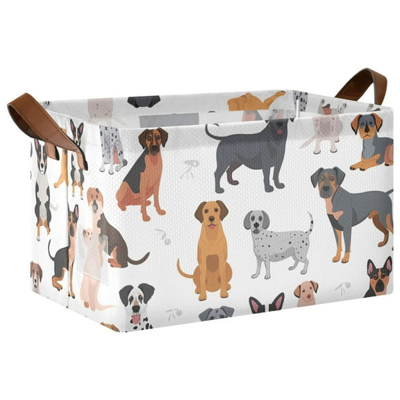Ryvnso Different Cartoon Funny Dogs Storage Bins Large Basket Foldable Cube Toys Organizer with Handles 1 PC