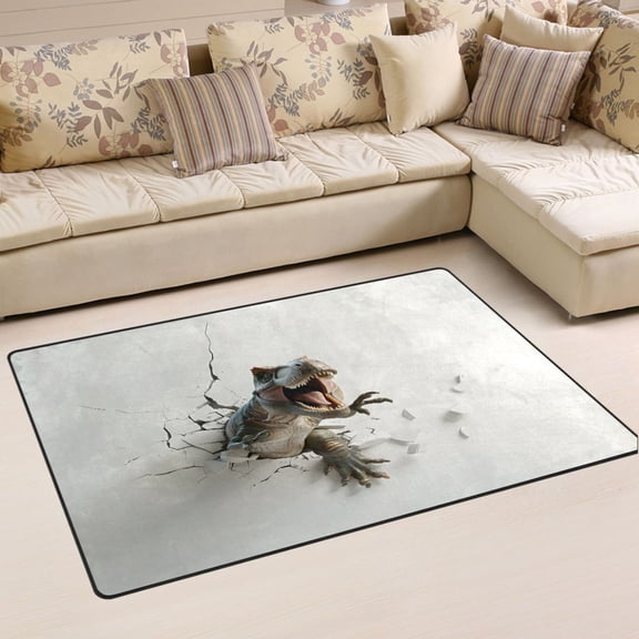 Ryvnso Dinosaur Breaking Wall Area Floor Mat Non-Slip Carpet Soft Rugs Doormats 31" x 20"