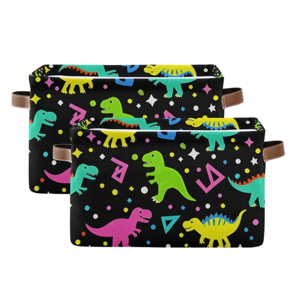 Ryvnso Dinosaur Storage Basket Large Bin Foldable Boxes Toys Organizer 14.2x10.2x8.3in 2 PCs