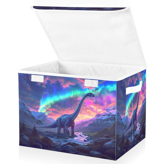Ryvnso Dinosaur in Beautiful Sky Large Lidded Foldable Storage Baskets Cubes Boxes Lids Bin for Home