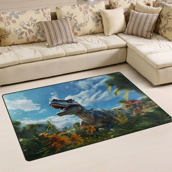 Ryvnso Dinosaur in Forest Area Floor Mat Non-Slip Carpet Soft Rugs Doormats 31" x 20"
