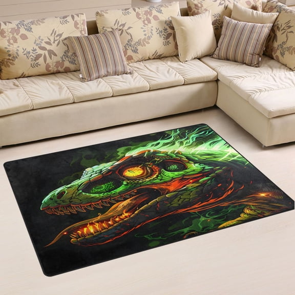 Ryvnso Dinosaur with Fire Area Floor Mat Non-Slip Carpet Soft Rugs Doormats 31" x 20"
