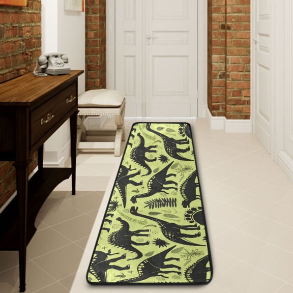 Ryvnso Dinosaurs Forest Hallway Runner Rugs Floor Carpet Non Slip Entryway Mat 2' x 6'