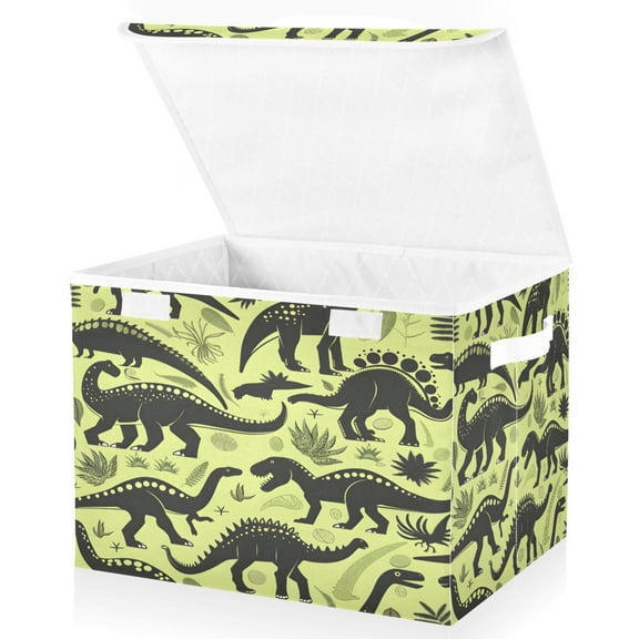 Ryvnso Dinosaurs Forest Large Lidded Foldable Storage Baskets Cubes Boxes Lids Bin for Home