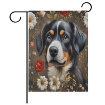 Ryvnso Dog Floral Garden Flag 12x18 Inch Double Sided Seasonal Yard Decoration
