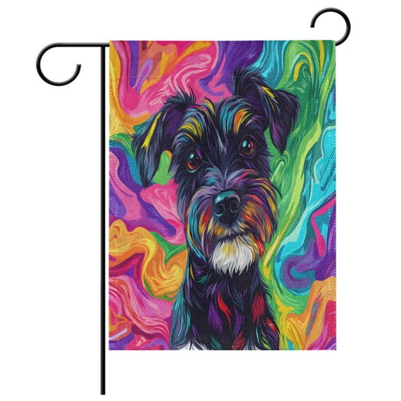 Ryvnso Dog Oil Paint Garden Flag 12x18 Inch Double Sided Seasonal Yard Decoration
