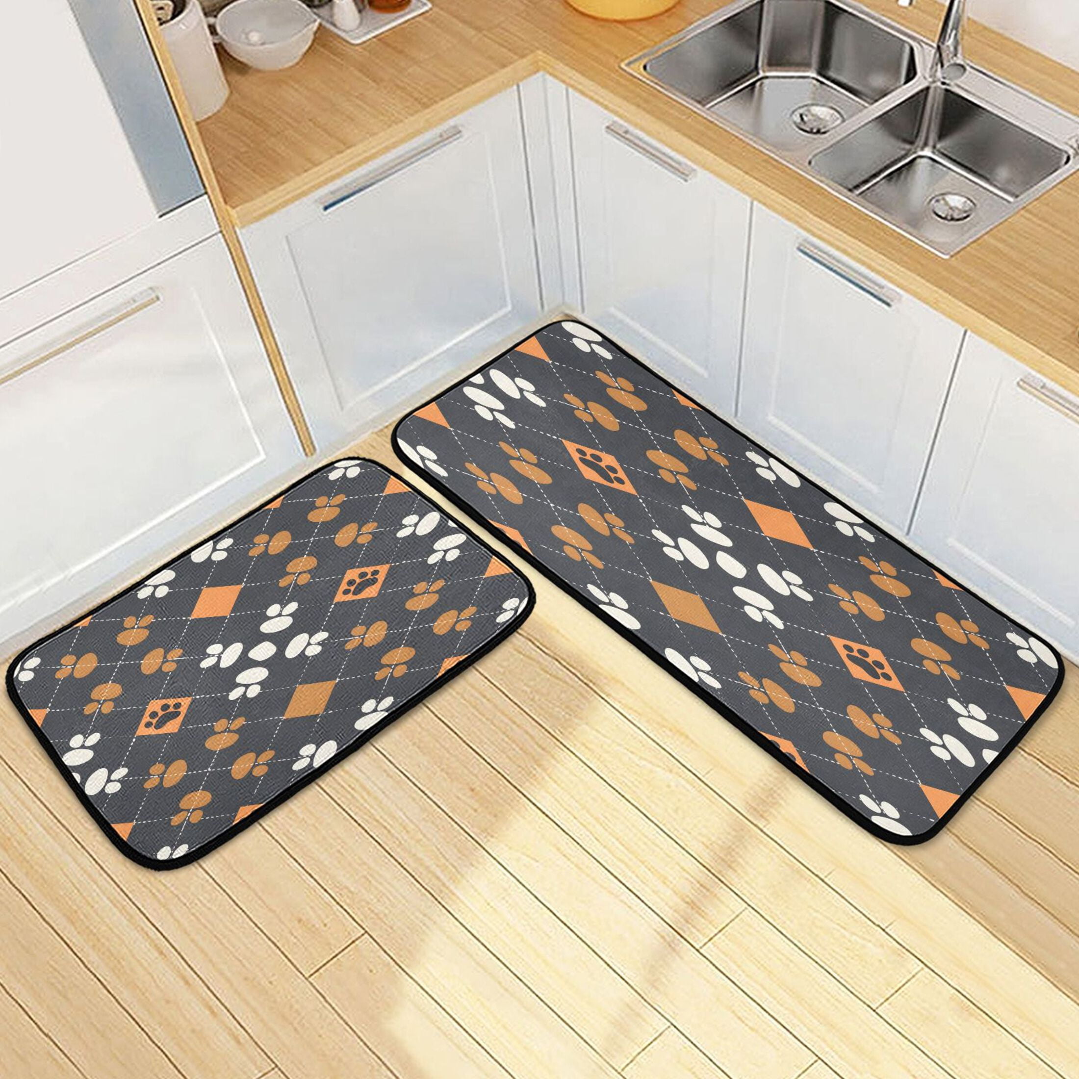 Paw Print Runner Rug Ryvnso Dog Paw Print Kitchen Rugs Set Non Slip Runner Mats for Dining ...