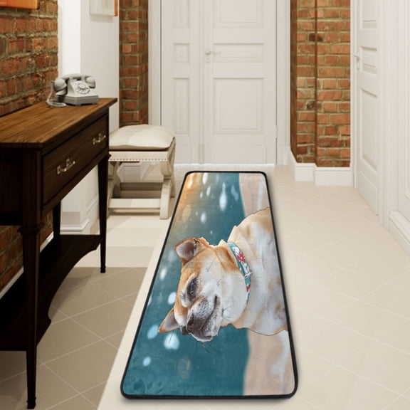 Ryvnso Dog on Beach Hallway Runner Rugs Floor Carpet Non Slip Entryway Mat 2' x 6'