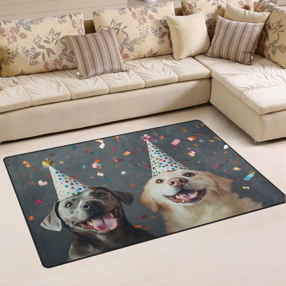 Ryvnso Dogs Birthday Area Floor Mat Non-Slip Carpet Soft Rugs Doormats 31" x 20"
