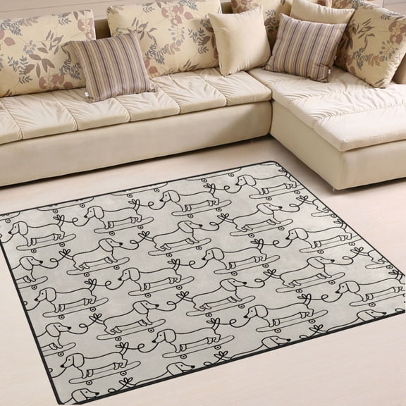 Ryvnso Dogs Skating Area Rug Floor Mats Non-Slip Home Carpet 80 x 58 inch