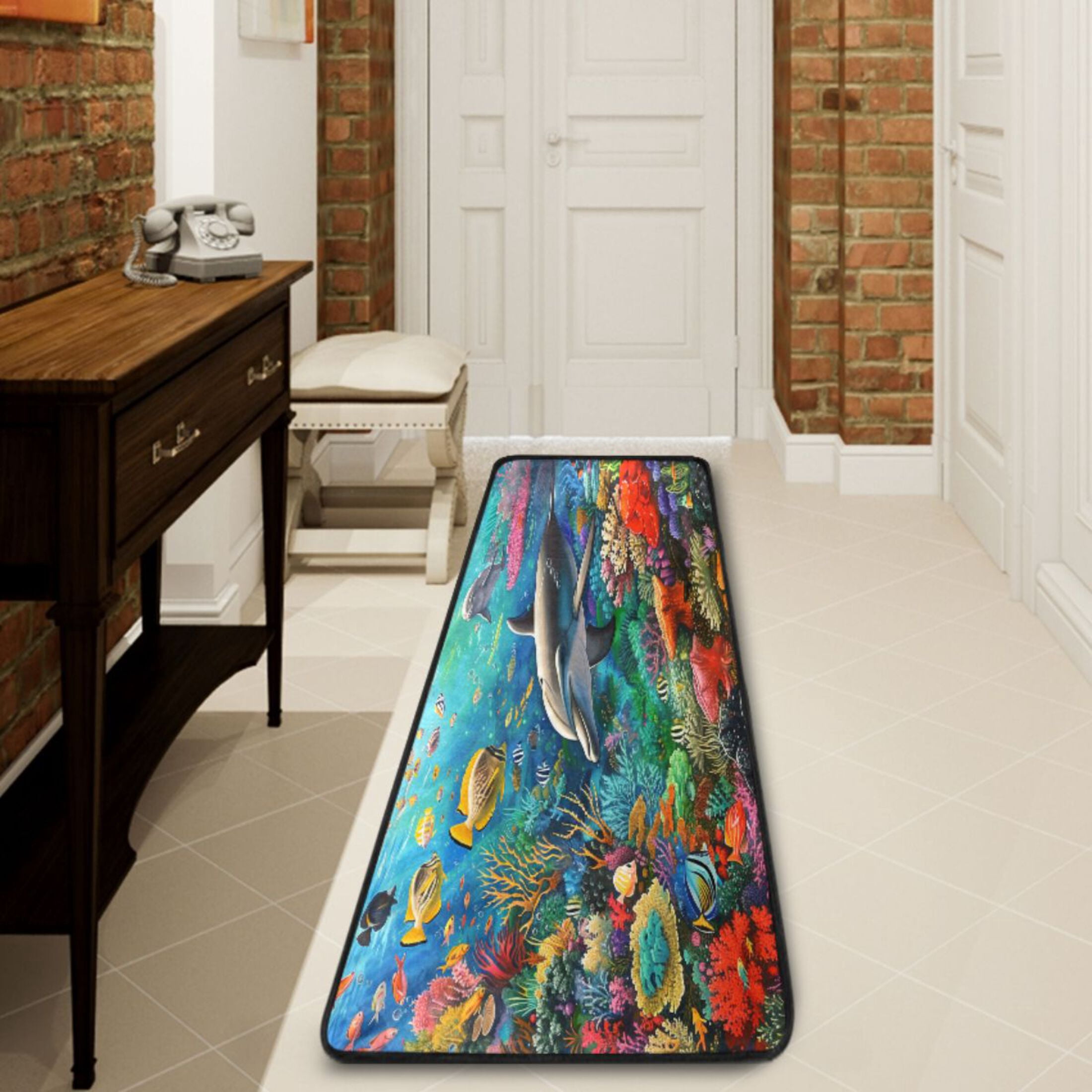 Ryvnso Dolphin Fish Coral under Sea Hallway Runner Rugs Floor Carpet ...