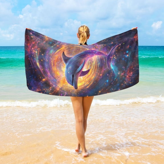 Ryvnso Dolphin Magic Beach Towel Quick Dry Swimming Yoga Beach Towels Large Sand Free Microfiber Towel 31"W x 71"L