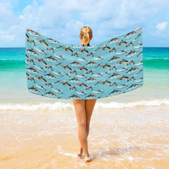 Ryvnso Dolphins Beach Towel Quick Dry Swimming Yoga Beach Towels Large Sand Free Microfiber Towel 31"W x 71"L