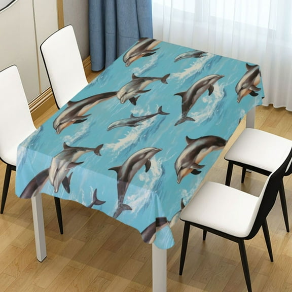 Ryvnso Dolphins Rectangle Table Cloth Tablecover Dinning Tablecloth 54"x72"