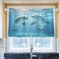 thumbnail image 1 of Ryvnso Dolphins Swim Half Curtains Sets Tier 2 Panels Short Curtain Rod Pocket 27"W x 36"L, 1 of 7