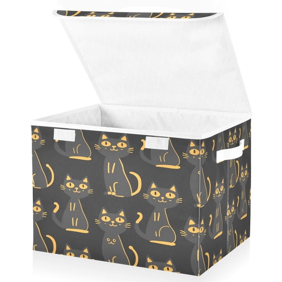 Ryvnso Doodle Cute Cats Large Lidded Foldable Storage Baskets Cubes Boxes Lids Bin for Home