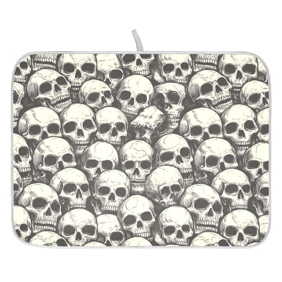 Ryvnso Doodle Skeleton Dish Drying Mat for Kitchen Countertop 16x18 Small Dish Pad Drainer Rack Dish Sink Mats