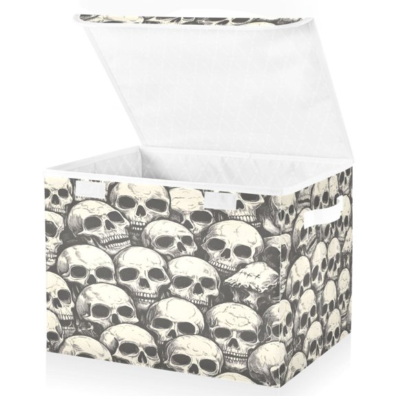 Ryvnso Doodle Skeleton Large Lidded Foldable Storage Baskets Cubes Boxes Lids Bin for Home