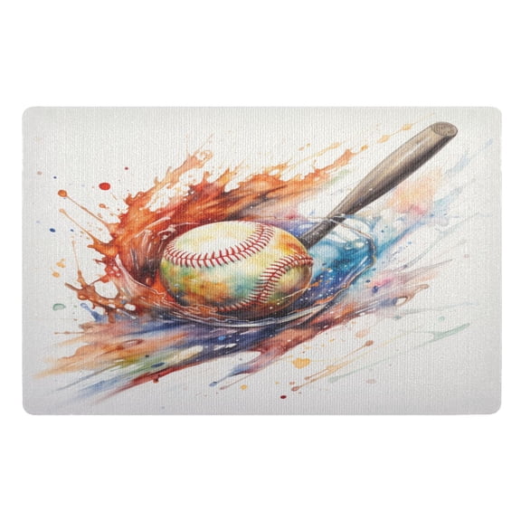 Ryvnso Door Mats Baseball Outdoor Indoor Entrance Low Profile Floor Rugs 32"x20" Carpet
