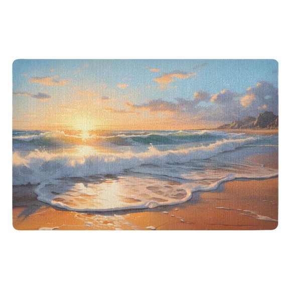 Ryvnso Door Mats Beach Sunset Outdoor Indoor Entrance Low Profile Floor Rugs 32"x20" Carpet