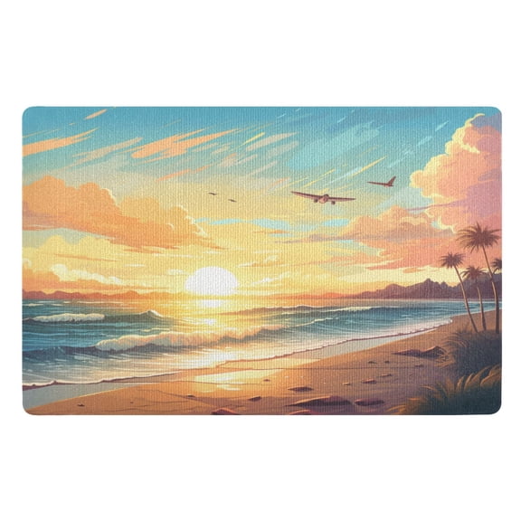 Ryvnso Door Mats Beach and Sunset Outdoor Indoor Entrance Low Profile Floor Rugs 32"x20" Carpet
