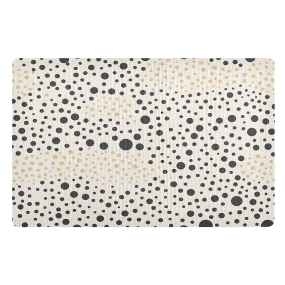 Ryvnso Door Mats Black and Beige Polka Dots Outdoor Indoor Entrance Low Profile Floor Rugs 32"x20" Carpet
