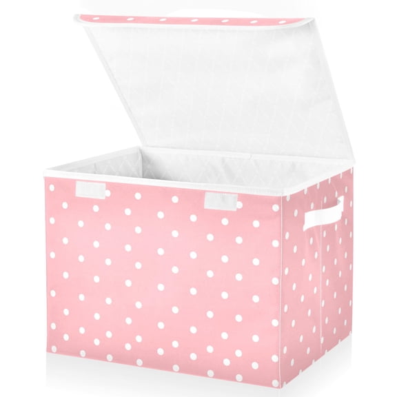 Ryvnso Dots Pink Storage Bins Lidded Foldable Organizer Containers Baskets Cube