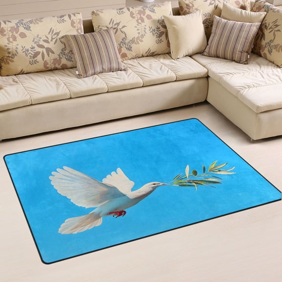 Ryvnso Dove Of Peace Flying Area Floor Mat Non-Slip Carpet Soft Rugs Doormats 31" x 20"