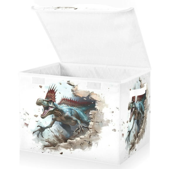 Ryvnso Dragon Breaking The Wall Large Lidded Foldable Storage Baskets Cubes Boxes Lids Bin for Home