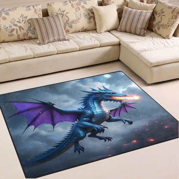 Ryvnso Dragon Flying Area Rug Floor Mats Non-Slip Home Carpet 80 x 58 inch