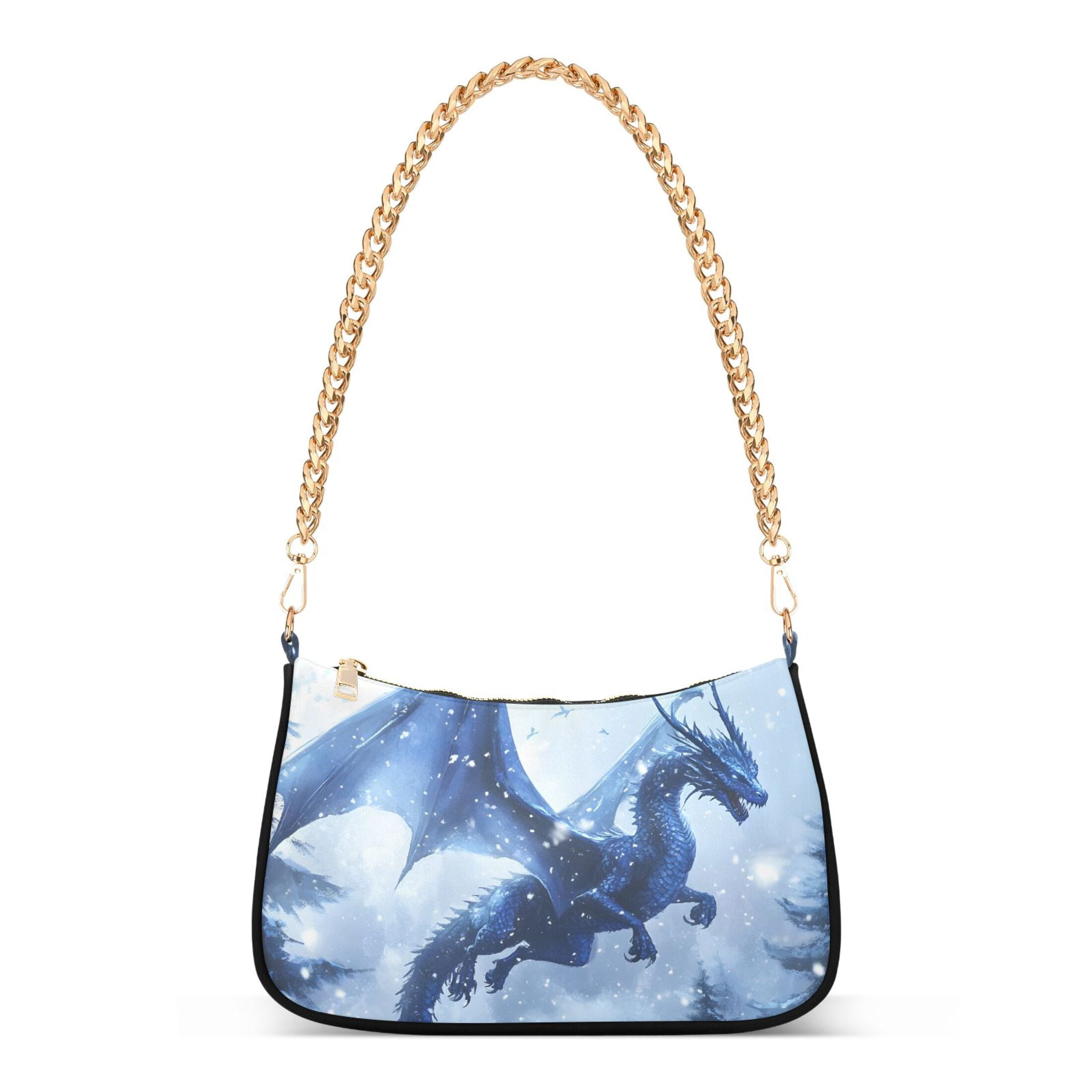 Ryvnso Dragon Flying in Winter Womens Chain Shoulder Bag Tote Handbags Clutch Hobo Purse with Zipper for Travel