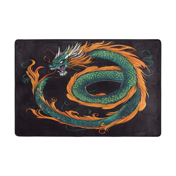 Ryvnso Dragon Pattern Area Floor Mats Large Nursery Rugs Non-Slip Carpets Doormat 36" x 24"