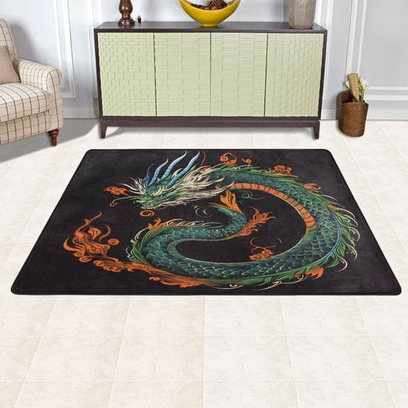 Ryvnso Dragon Print Area Floor Mats Large Nursery Rugs Non-Slip Carpets Doormat 72" x 48"