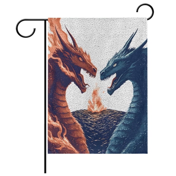 Ryvnso Dragon in Fire Garden Flag 12x18 Inch Double Sided Seasonal Yard Decoration