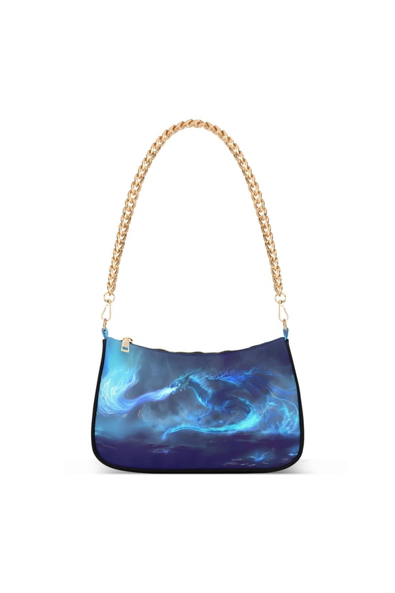 Dragon with Flame Womens Chain Shoulder Bag Tote Handbags Clutch Hobo Purse with Zipper for Travel