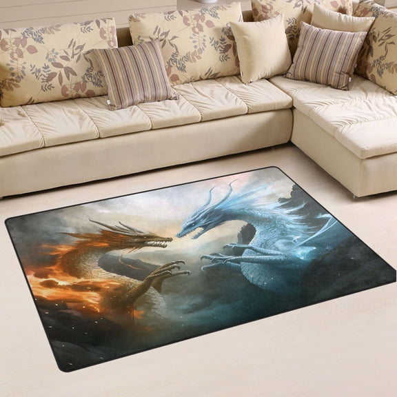 Ryvnso Dragons Area Floor Mat Non-Slip Carpet Soft Rugs Doormats 60" x 39"