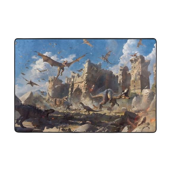 Ryvnso Dragons Area Floor Mats Large Nursery Rugs Non-Slip Carpets Doormat 36" x 24"