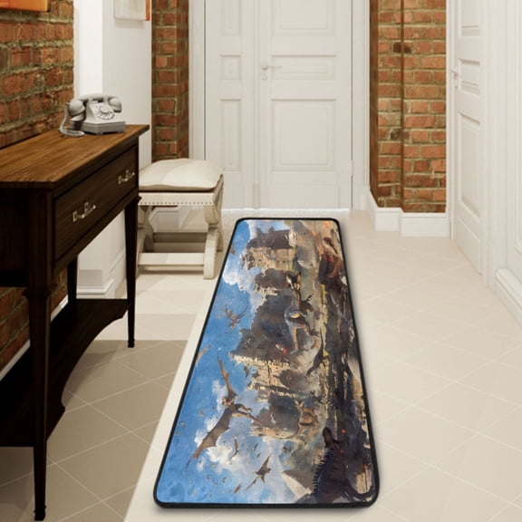 Ryvnso Dragons Hallway Runner Rugs Floor Carpet Non Slip Entryway Mat 2' x 6'