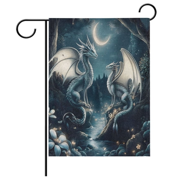 Ryvnso Dragons at Night Garden Flag 28x40 Inch Double Sided Seasonal Yard Decoration