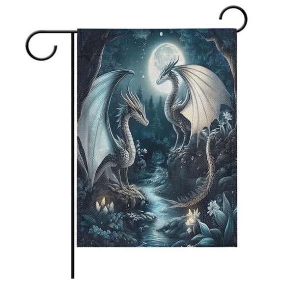 Ryvnso Dragons at Night-a1 Garden Flag 12x18 Inch Double Sided Seasonal Yard Decoration