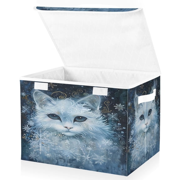 Ryvnso Dream Art Cat Large Lidded Foldable Storage Baskets Cubes Boxes Lids Bin for Home