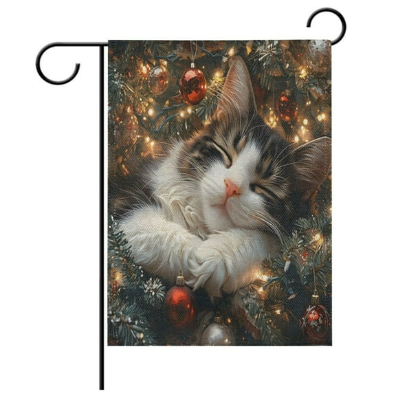 Ryvnso Dream Cat Christmas Garden Flag 28x40 Inch Double Sided Seasonal Yard Decoration