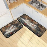Ryvnso Dream Cat Christmas Kitchen Rugs Set Non Slip Runner Mats for Dining Room