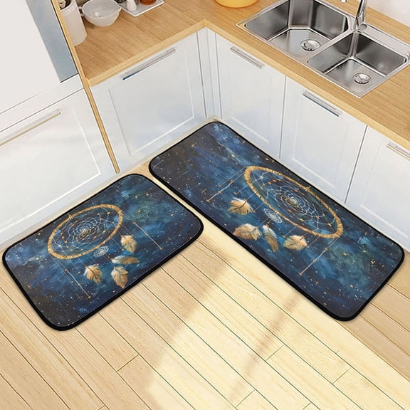 Ryvnso Dream Catcher Starry Kitchen Rugs Set Non Slip Runner Mats for Dining Room