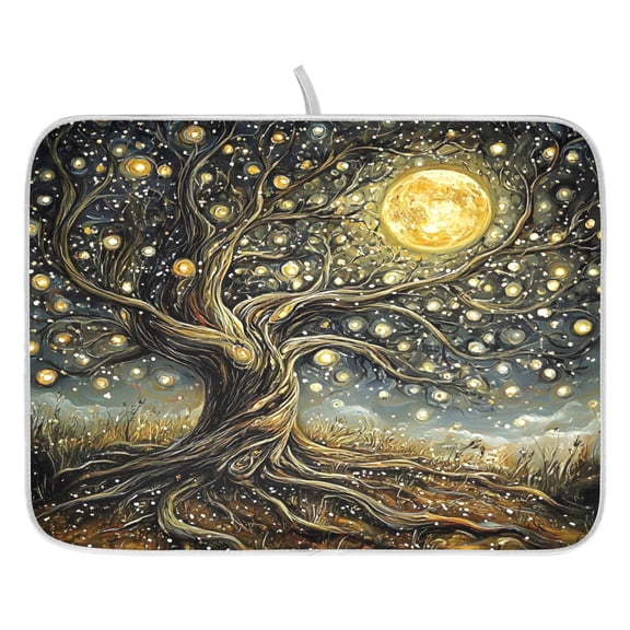 Ryvnso Dream Tree Dish Drying Mat for Kitchen Countertop 16x18 Small Dish Pad Drainer Rack Dish Sink Mats