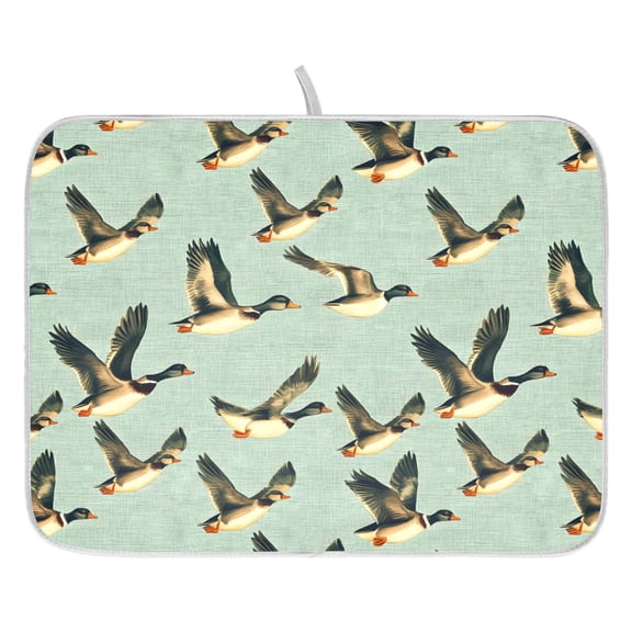 Ryvnso Ducks Flying Dish Drying Mat for Kitchen Countertop 16x18 Small Dish Pad Drainer Rack Dish Sink Mats