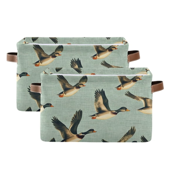 Ryvnso Ducks Flying Storage Basket Large Bin Foldable Boxes Toys Organizer 14.2x10.2x8.3in 2 PCs